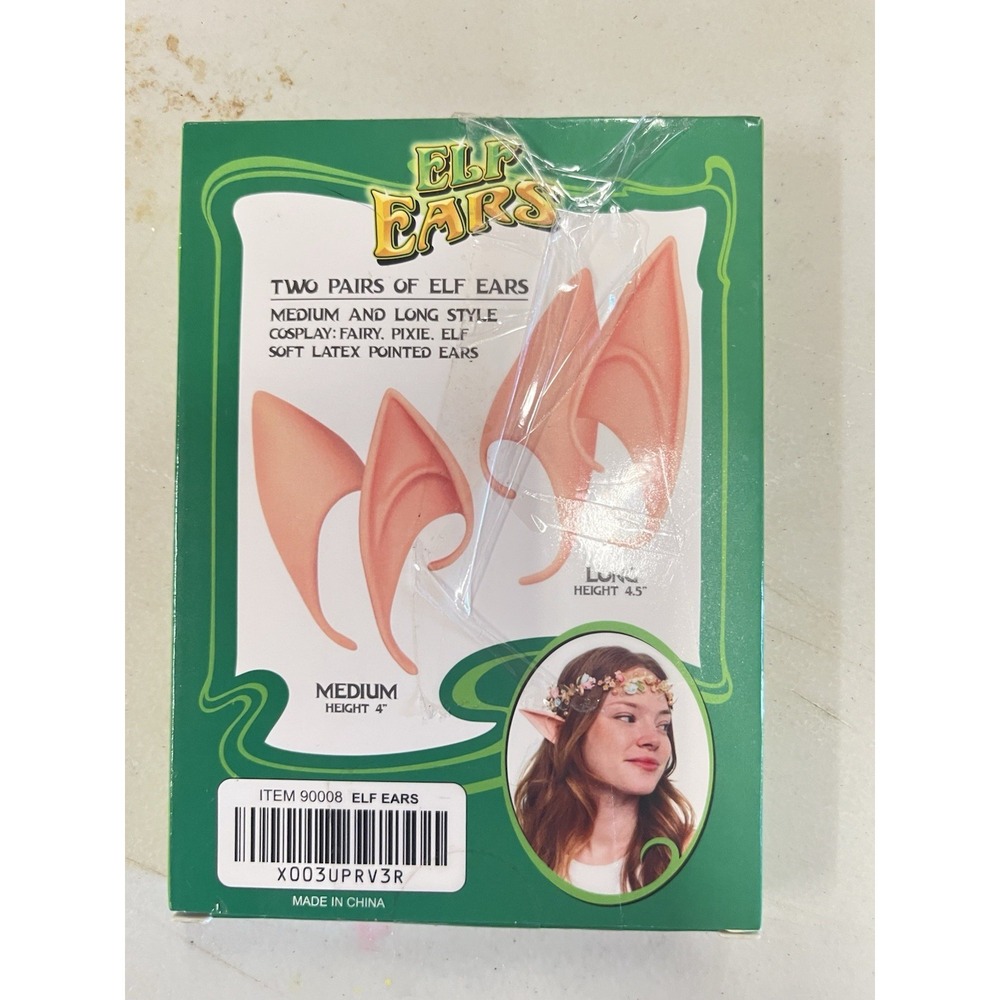Giraffe Elf Ears Soft Latex Pointed Beige Cosplay Two Pairs Medium & Long 90008 - Picture 4 of 4